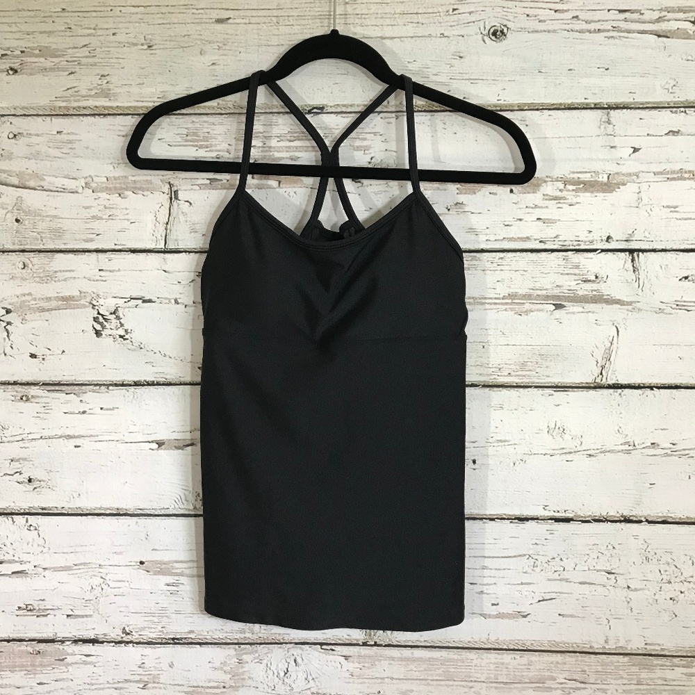 Fabletics black cross back mesh top